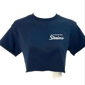 Pittsburgh Steelers Double Script Retro Logo NFL "Cropped" Crop Top Football Tee